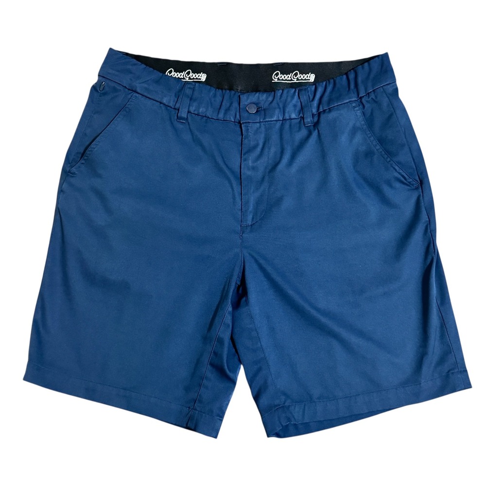Good Good Golf Flyer Sport Shorts Navy 34 Athletic Performance Stretch 8.5"